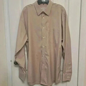Joseph & Feiss Mens Dress Shirt Tan Beige 16.5 34/35 Long Sleeve Button Up Shirt